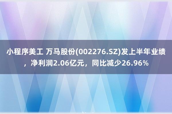 小程序美工 万马股份(002276.SZ)发上半年业绩，净利润2.06亿元，同比减少26.96%